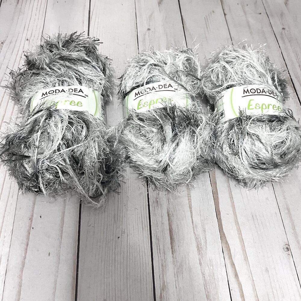 Moda Dea Espree Salt & Pepper Eyelash Ladder Yarn 90 yds 3 Skeins Discontinued